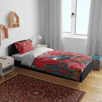 Tui Meri Kirihimete Personalised Bedding Set Pohutukawa Flowers Red Motif - Aussie Hoodie