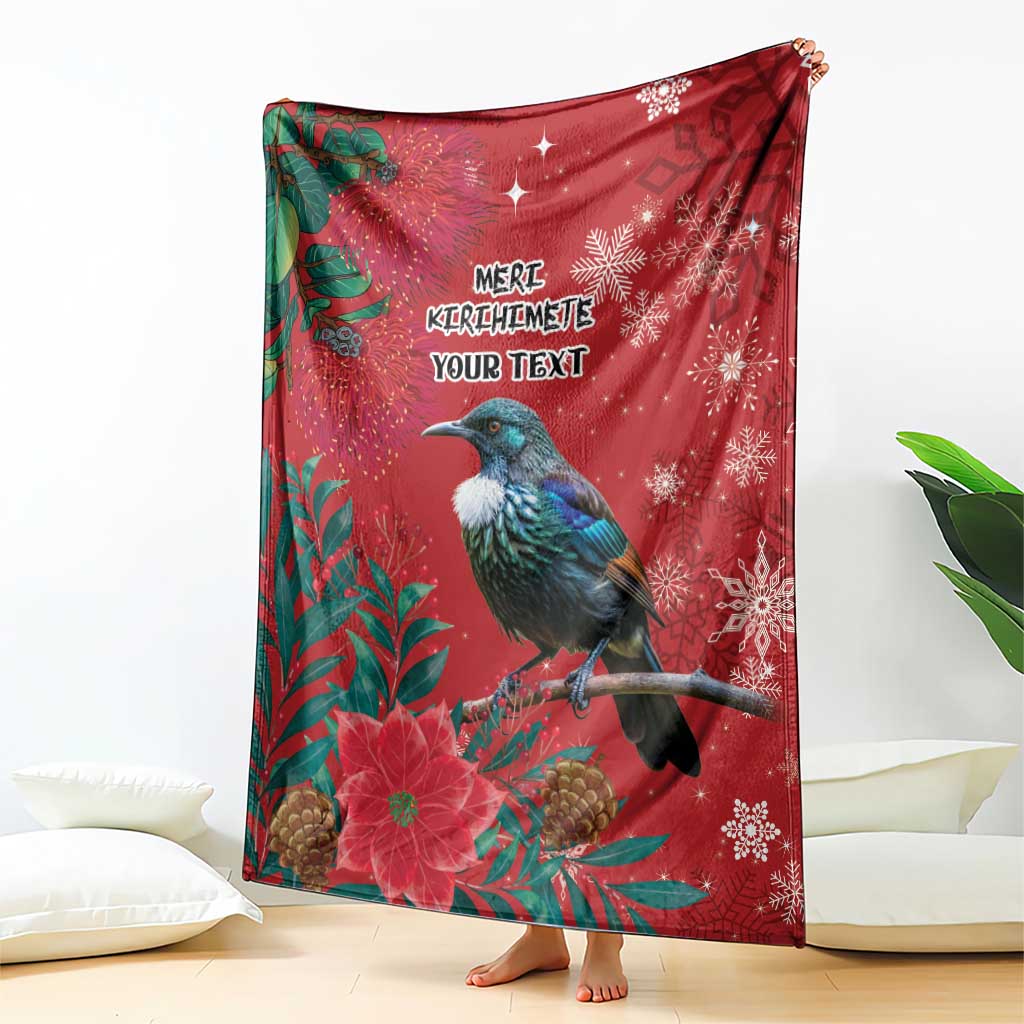 Tui Meri Kirihimete Personalised Blanket Pohutukawa Flowers Red Motif - Aussie Hoodie