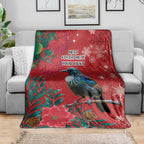 Tui Meri Kirihimete Personalised Blanket Pohutukawa Flowers Red Motif - Aussie Hoodie