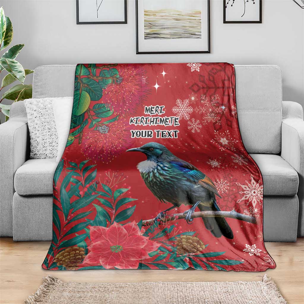 Tui Meri Kirihimete Personalised Blanket Pohutukawa Flowers Red Motif - Aussie Hoodie