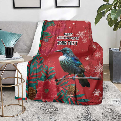 Tui Meri Kirihimete Personalised Blanket Pohutukawa Flowers Red Motif - Aussie Hoodie