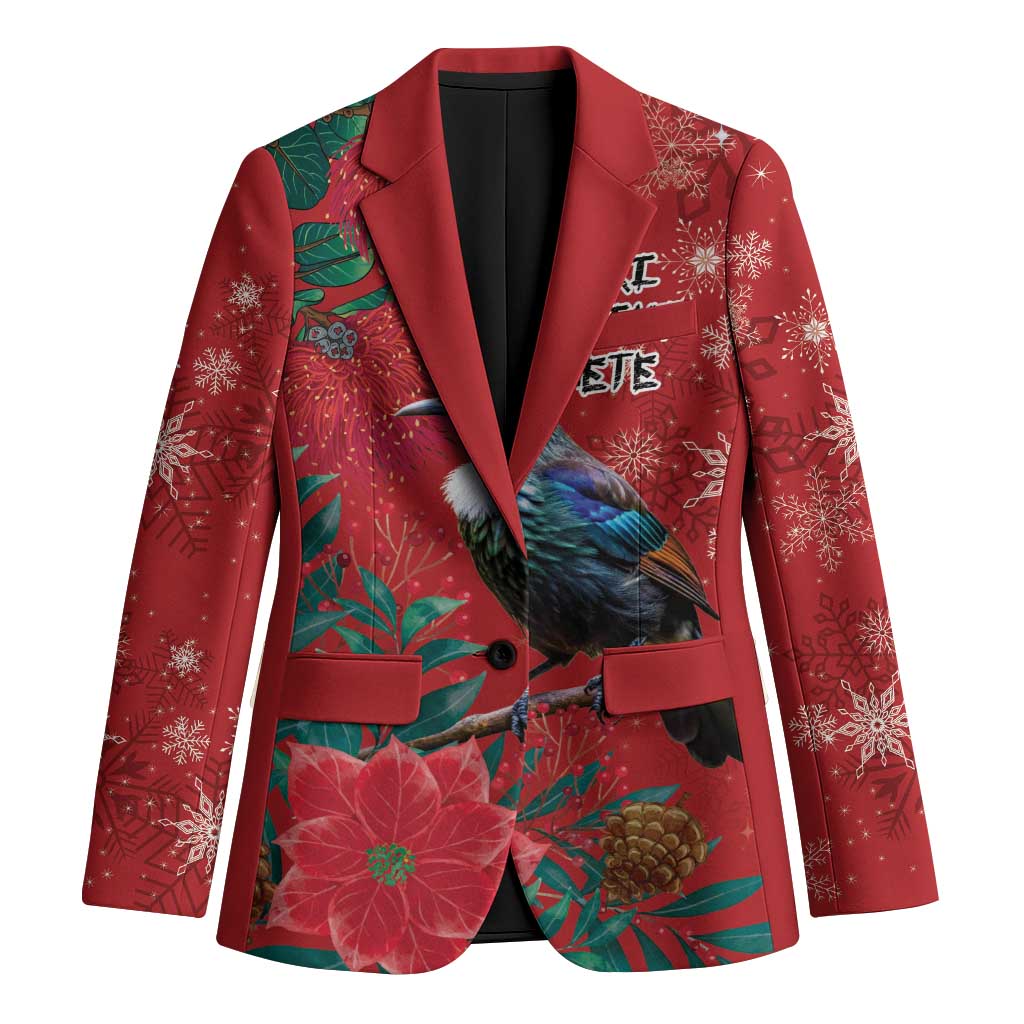 Tui Meri Kirihimete Personalised Blazer Pohutukawa Flowers Red Motif - Aussie Hoodie