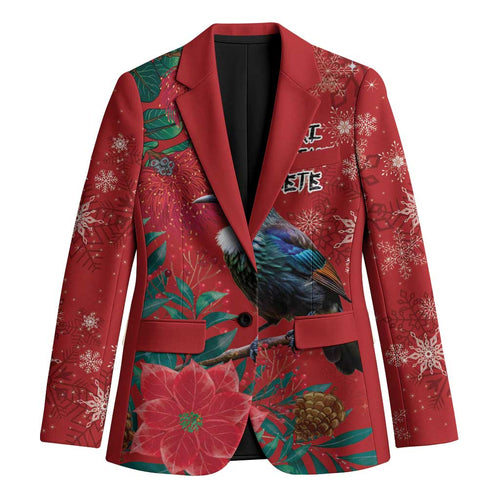 Tui Meri Kirihimete Personalised Blazer Pohutukawa Flowers Red Motif - Aussie Hoodie