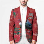 Tui Meri Kirihimete Personalised Blazer Pohutukawa Flowers Red Motif - Aussie Hoodie