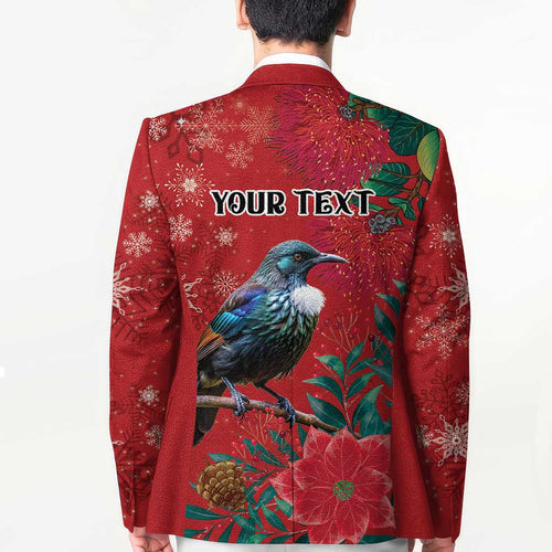 Tui Meri Kirihimete Personalised Blazer Pohutukawa Flowers Red Motif - Aussie Hoodie