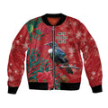 Tui Meri Kirihimete Personalised Bomber Jacket Pohutukawa Flowers Red Motif - Aussie Hoodie