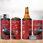 Tui Meri Kirihimete Personalised 4 in 1 Can Cooler Tumbler Pohutukawa Flowers Red Motif - Aussie Hoodie