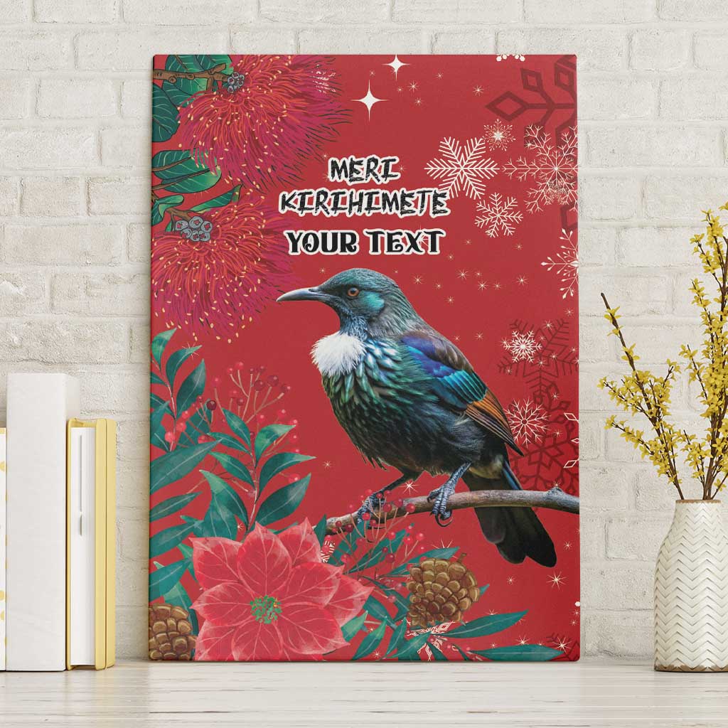 Tui Meri Kirihimete Personalised Canvas Wall Art Pohutukawa Flowers Red Motif - Aussie Hoodie