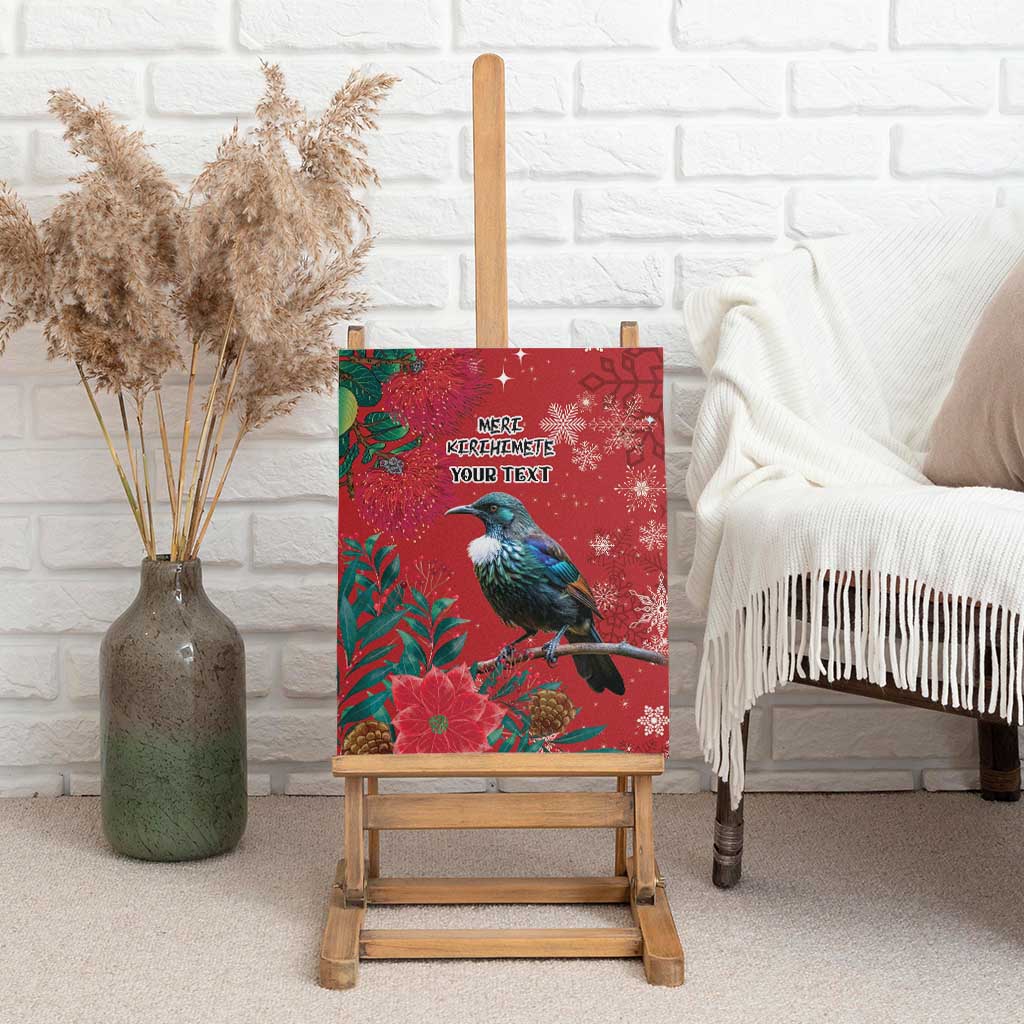 Tui Meri Kirihimete Personalised Canvas Wall Art Pohutukawa Flowers Red Motif - Aussie Hoodie