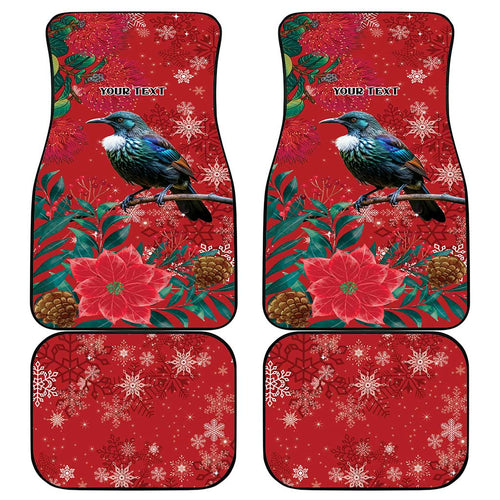 Tui Meri Kirihimete Personalised Car Mats Pohutukawa Flowers Red Motif - Aussie Hoodie