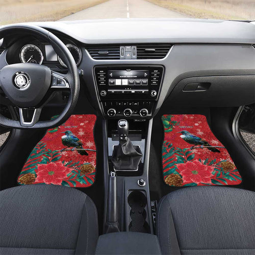 Tui Meri Kirihimete Personalised Car Mats Pohutukawa Flowers Red Motif - Aussie Hoodie