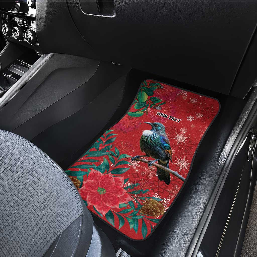 Tui Meri Kirihimete Personalised Car Mats Pohutukawa Flowers Red Motif - Aussie Hoodie