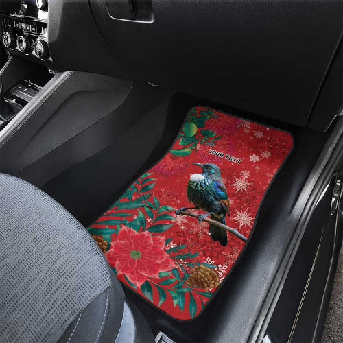 Tui Meri Kirihimete Personalised Car Mats Pohutukawa Flowers Red Motif - Aussie Hoodie