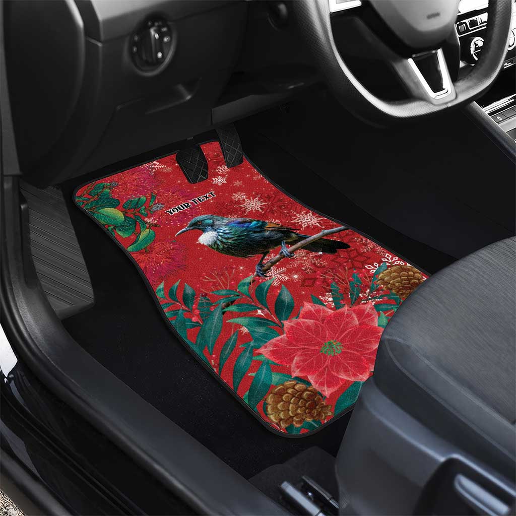 Tui Meri Kirihimete Personalised Car Mats Pohutukawa Flowers Red Motif - Aussie Hoodie