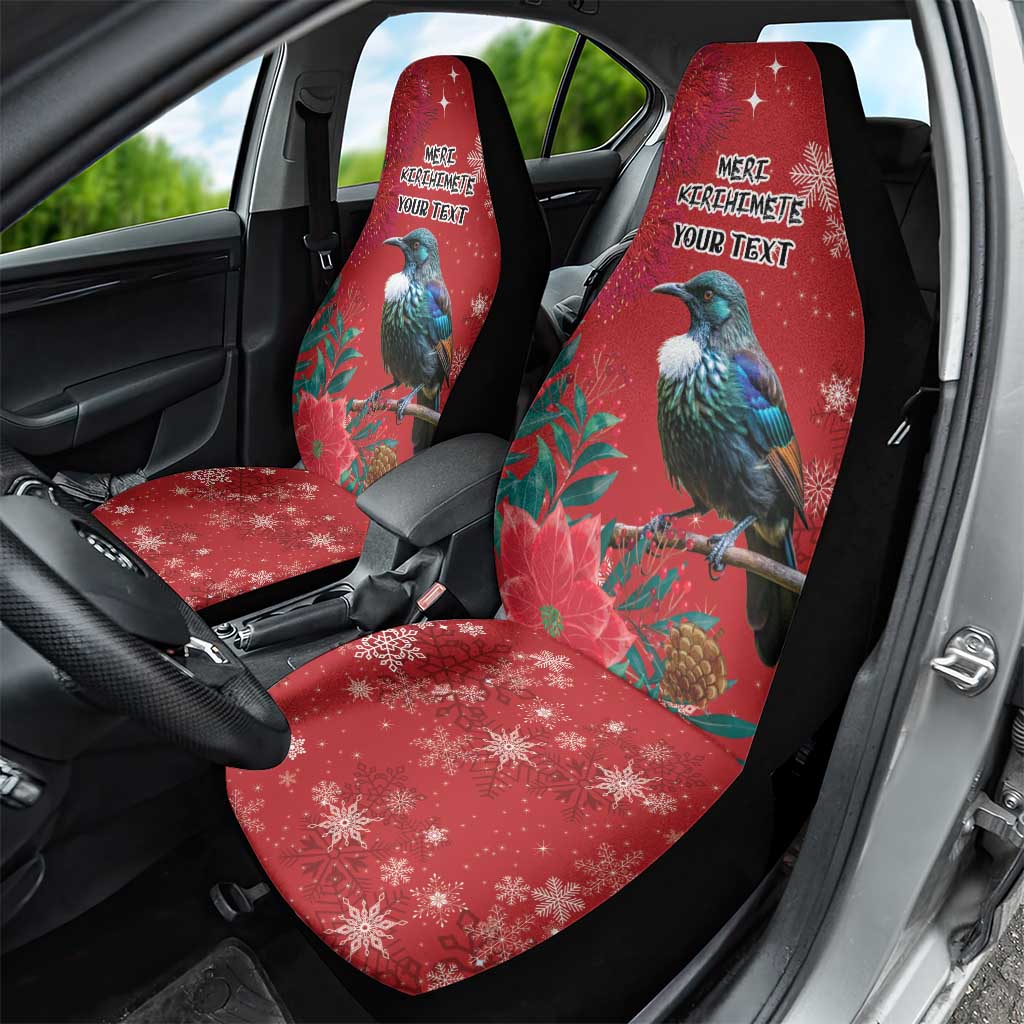 Tui Meri Kirihimete Personalised Car Seat Cover Pohutukawa Flowers Red Motif - Aussie Hoodie