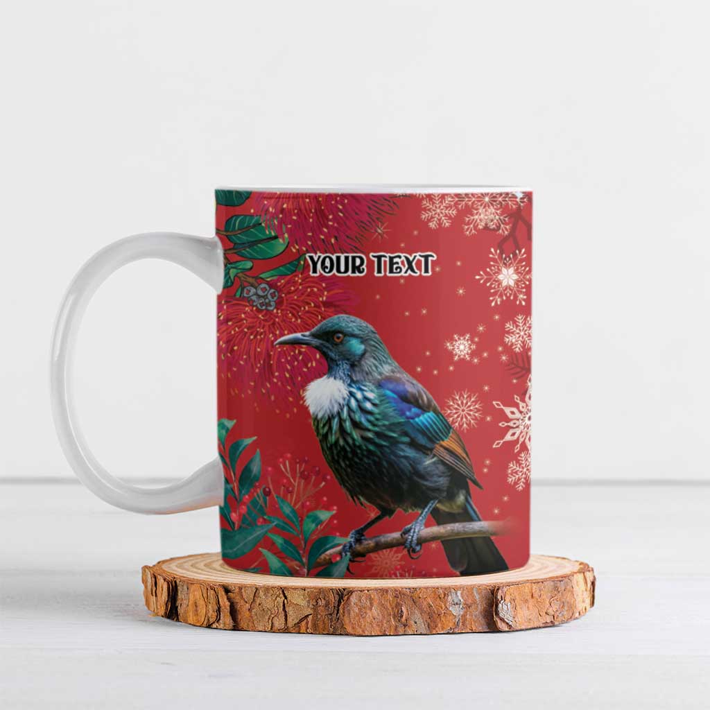 Tui Meri Kirihimete Personalised Ceramic Mug Pohutukawa Flowers Red Motif - Aussie Hoodie