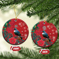 Tui Meri Kirihimete Personalised Ceramic Ornament Pohutukawa Flowers Red Motif - Aussie Hoodie