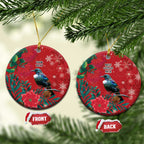 Tui Meri Kirihimete Personalised Ceramic Ornament Pohutukawa Flowers Red Motif - Aussie Hoodie