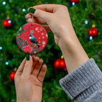 Tui Meri Kirihimete Personalised Ceramic Ornament Pohutukawa Flowers Red Motif - Aussie Hoodie