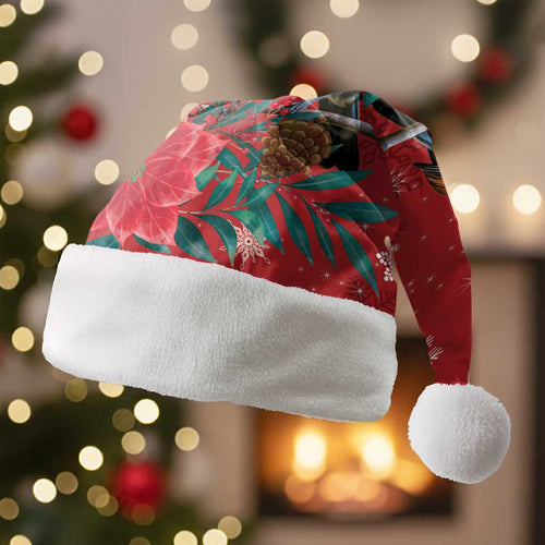 Tui Meri Kirihimete Personalised Christmas Santa Hat Pohutukawa Flowers Red Motif - Aussie Hoodie