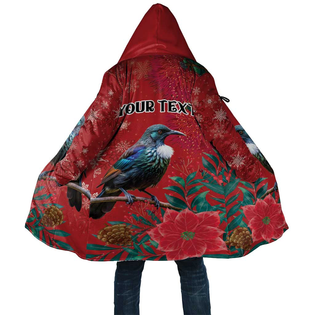 Tui Meri Kirihimete Personalised Cloak Pohutukawa Flowers Red Motif - Aussie Hoodie