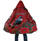 Tui Meri Kirihimete Personalised Cloak Pohutukawa Flowers Red Motif - Aussie Hoodie