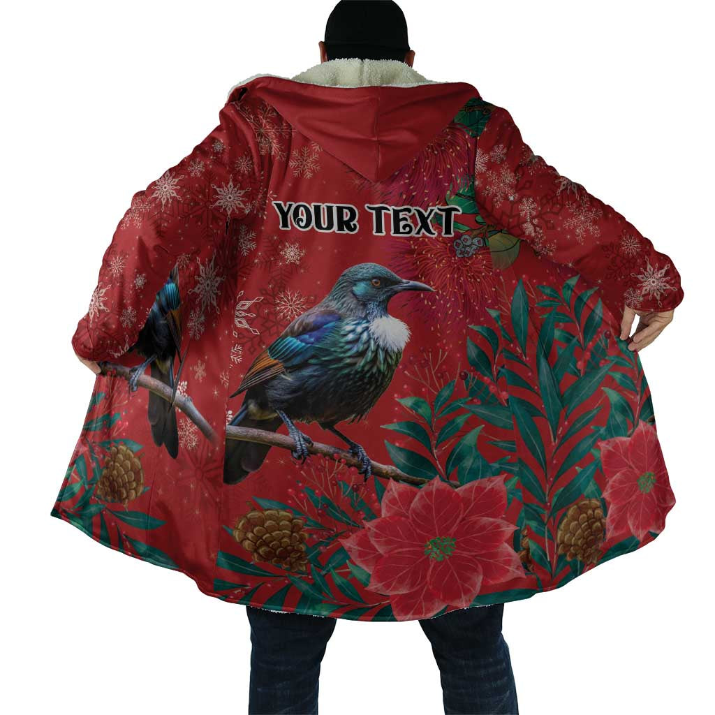 Tui Meri Kirihimete Personalised Cloak Pohutukawa Flowers Red Motif - Aussie Hoodie