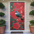 Tui Meri Kirihimete Personalised Door Cover Pohutukawa Flowers Red Motif - Aussie Hoodie