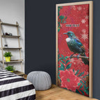 Tui Meri Kirihimete Personalised Door Cover Pohutukawa Flowers Red Motif - Aussie Hoodie