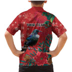 Tui Meri Kirihimete Personalised Family Matching Mermaid Dress and Hawaiian Shirt Pohutukawa Flowers Red Motif - Aussie Hoodie