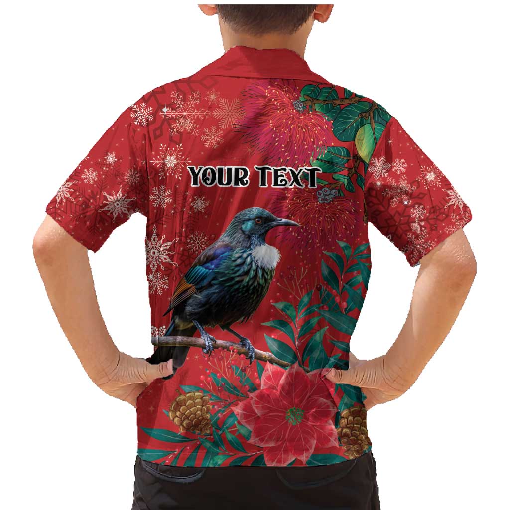 Tui Meri Kirihimete Personalised Family Matching Mermaid Dress and Hawaiian Shirt Pohutukawa Flowers Red Motif - Aussie Hoodie