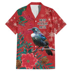 Tui Meri Kirihimete Personalised Family Matching Mermaid Dress and Hawaiian Shirt Pohutukawa Flowers Red Motif - Aussie Hoodie
