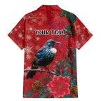 Tui Meri Kirihimete Personalised Family Matching Mermaid Dress and Hawaiian Shirt Pohutukawa Flowers Red Motif - Aussie Hoodie
