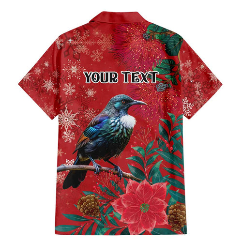 Tui Meri Kirihimete Personalised Family Matching Mermaid Dress and Hawaiian Shirt Pohutukawa Flowers Red Motif - Aussie Hoodie