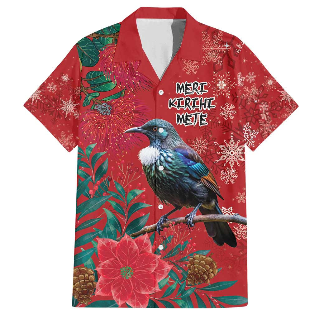 Tui Meri Kirihimete Personalised Family Matching Off Shoulder Maxi Dress and Hawaiian Shirt Pohutukawa Flowers Red Motif - Aussie Hoodie