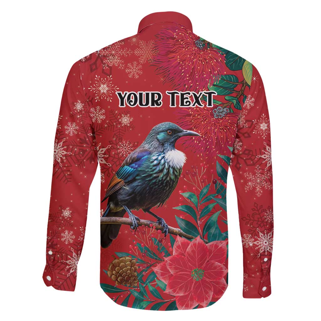 Tui Meri Kirihimete Personalised Family Matching Off Shoulder Maxi Dress and Hawaiian Shirt Pohutukawa Flowers Red Motif - Aussie Hoodie