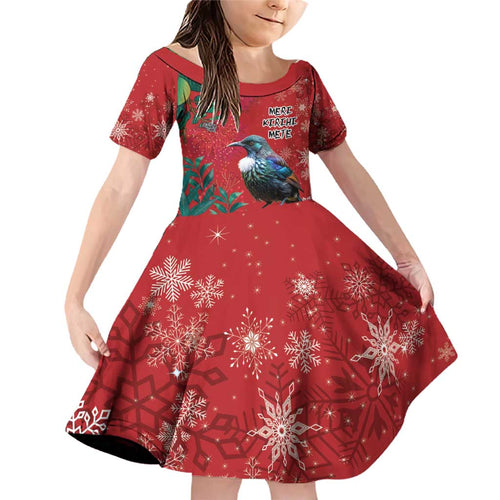 Tui Meri Kirihimete Personalised Family Matching Off Shoulder Short Dress and Hawaiian Shirt Pohutukawa Flowers Red Motif - Aussie Hoodie