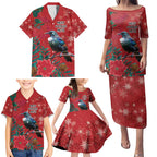 Tui Meri Kirihimete Personalised Family Matching Puletasi and Hawaiian Shirt Pohutukawa Flowers Red Motif - Aussie Hoodie