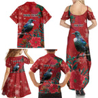 Tui Meri Kirihimete Personalised Family Matching Summer Maxi Dress and Hawaiian Shirt Pohutukawa Flowers Red Motif - Aussie Hoodie