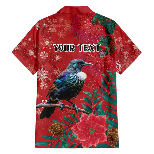 Tui Meri Kirihimete Personalised Family Matching Tank Maxi Dress and Hawaiian Shirt Pohutukawa Flowers Red Motif - Aussie Hoodie