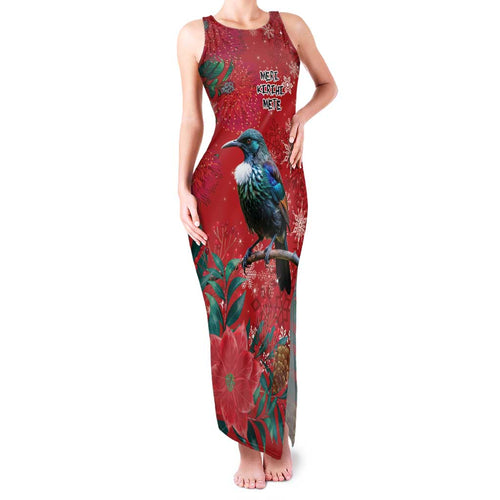 Tui Meri Kirihimete Personalised Family Matching Tank Maxi Dress and Hawaiian Shirt Pohutukawa Flowers Red Motif - Aussie Hoodie