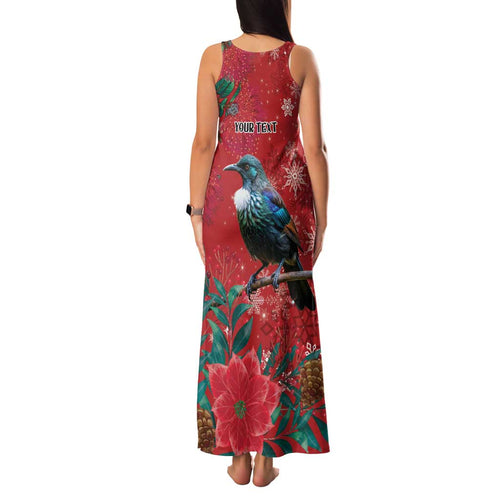 Tui Meri Kirihimete Personalised Family Matching Tank Maxi Dress and Hawaiian Shirt Pohutukawa Flowers Red Motif - Aussie Hoodie