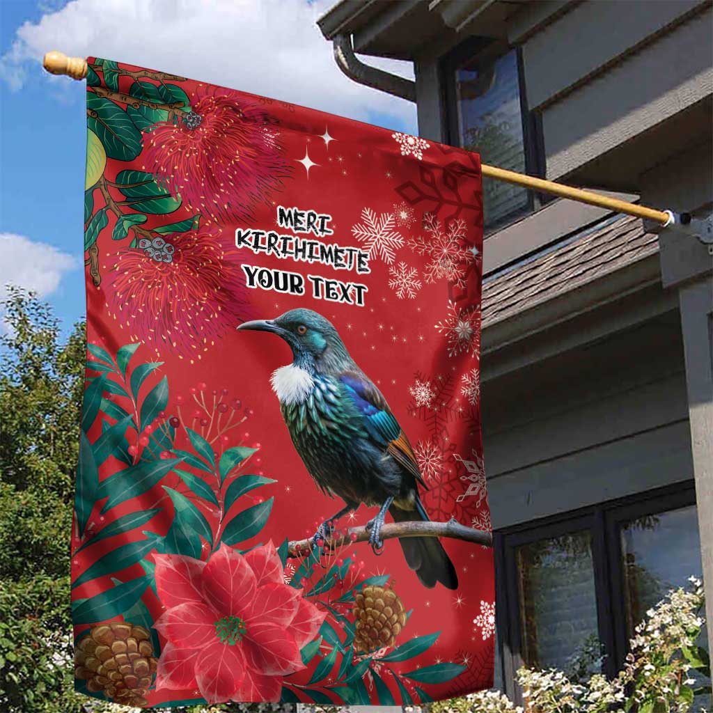 Tui Meri Kirihimete Personalised Garden Flag Pohutukawa Flowers Red Motif - Aussie Hoodie
