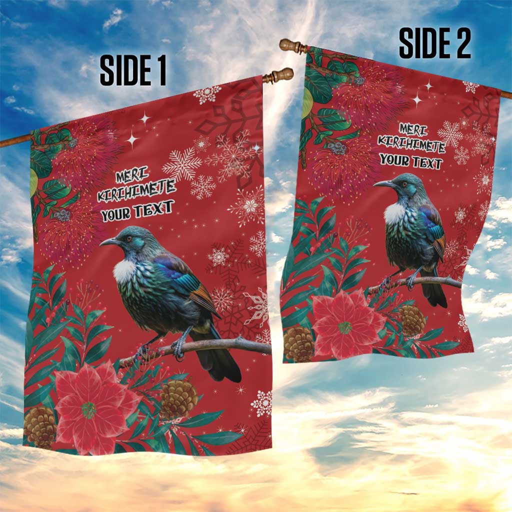 Tui Meri Kirihimete Personalised Garden Flag Pohutukawa Flowers Red Motif - Aussie Hoodie