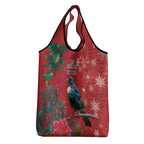 Tui Meri Kirihimete Personalised Grocery Bag Pohutukawa Flowers Red Motif - Aussie Hoodie