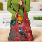 Tui Meri Kirihimete Personalised Grocery Bag Pohutukawa Flowers Red Motif - Aussie Hoodie