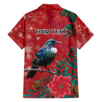 Tui Meri Kirihimete Personalised Hawaiian Shirt Pohutukawa Flowers Red Motif - Aussie Hoodie