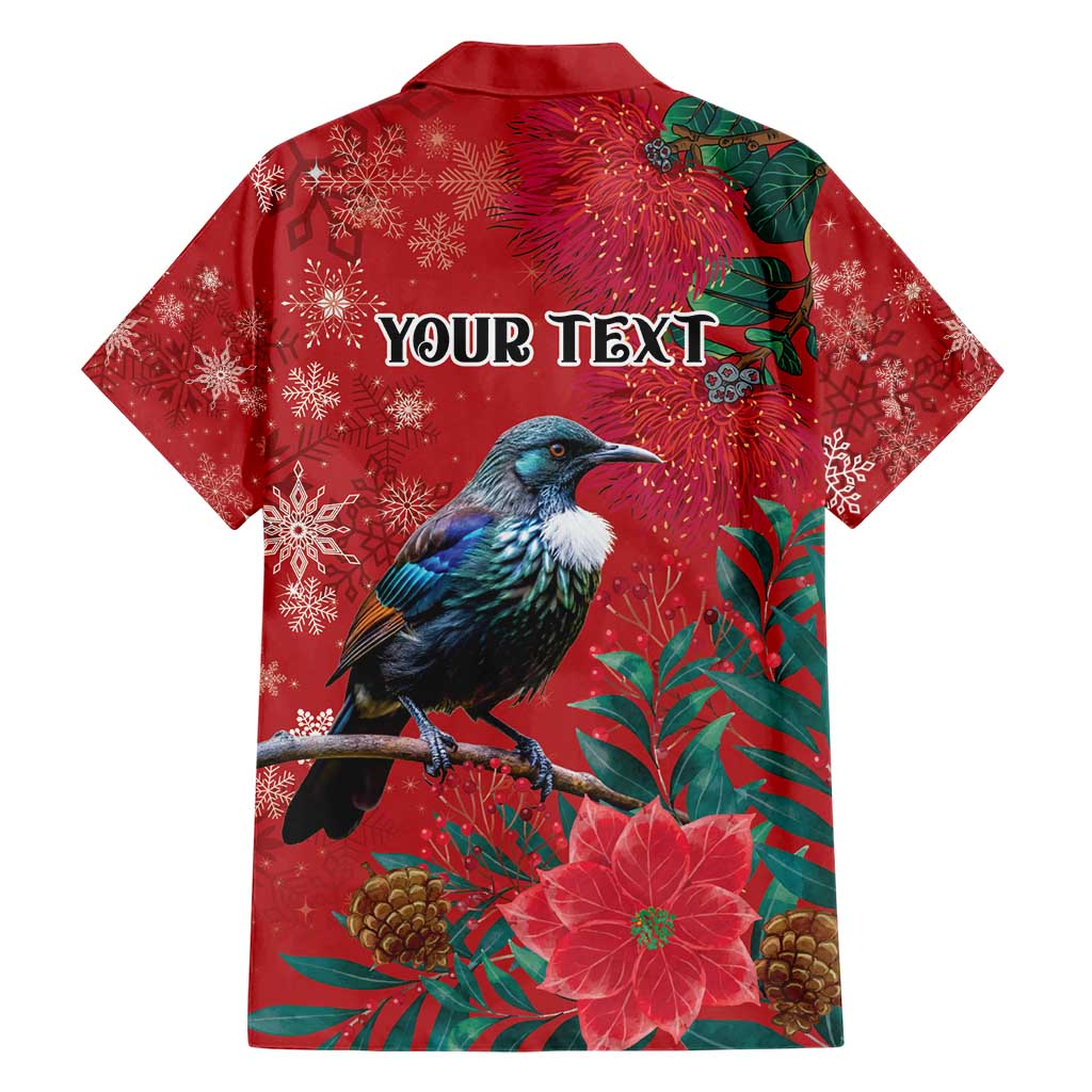 Tui Meri Kirihimete Personalised Hawaiian Shirt Pohutukawa Flowers Red Motif - Aussie Hoodie