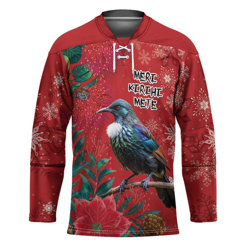 Tui Meri Kirihimete Personalised Hockey Jersey Pohutukawa Flowers Red Motif - Aussie Hoodie