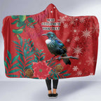Tui Meri Kirihimete Personalised Hooded Blanket Pohutukawa Flowers Red Motif - Aussie Hoodie